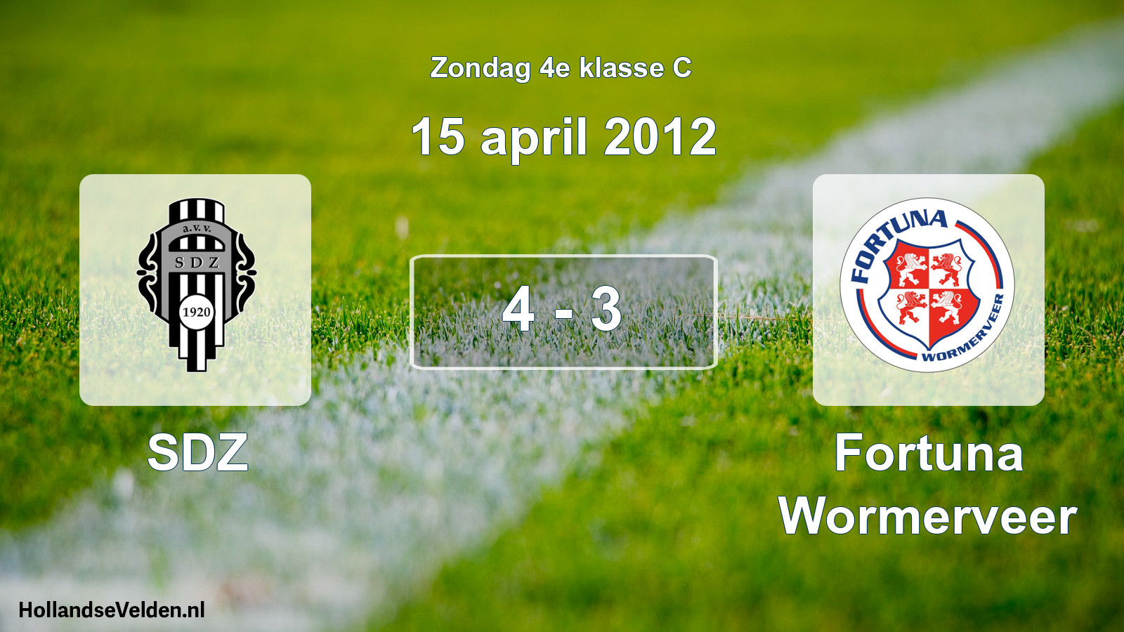 Total number of matches played: SDZ - Fortuna Wormerveer 4 - 3 (15 April 2012)