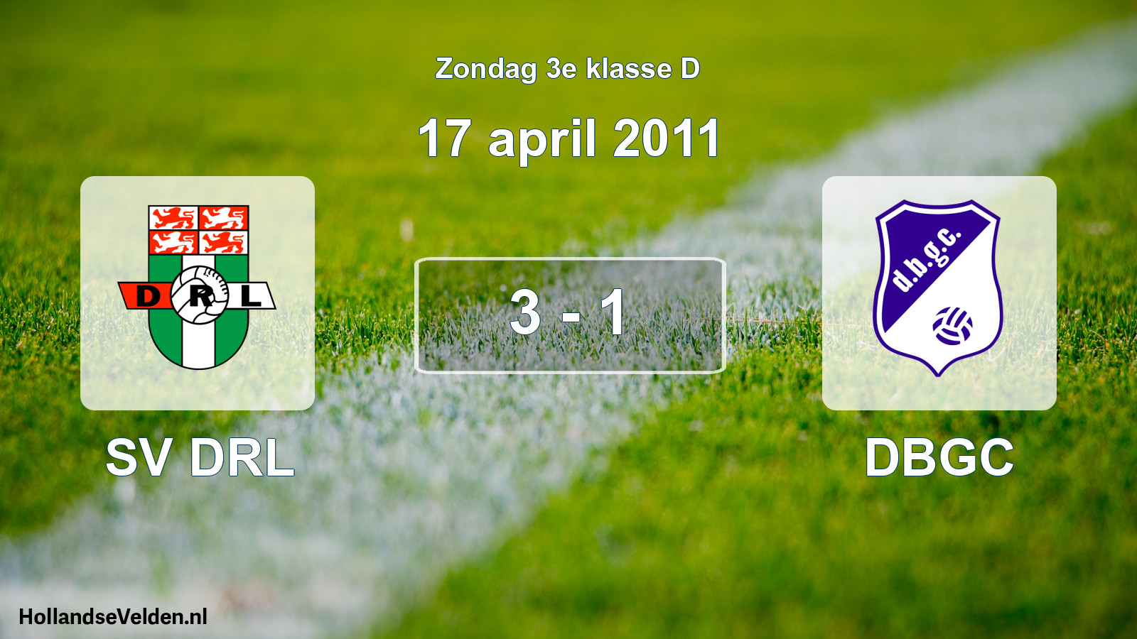 Total number of matches played: SV DRL - DBGC 3 - 1 (17 April 2011)