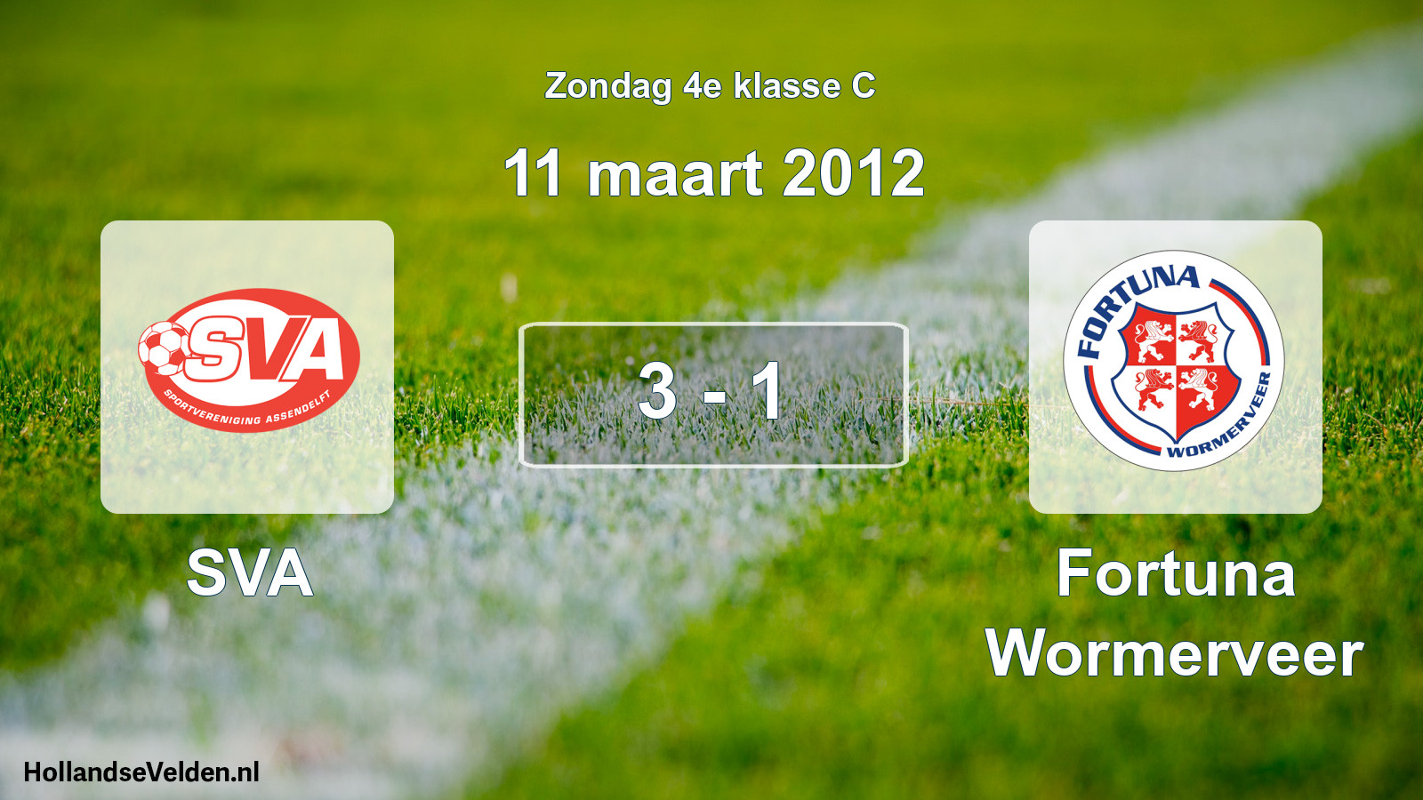 Total number of matches played: SVA - Fortuna Wormerveer 3 - 1 (11 March 2012)