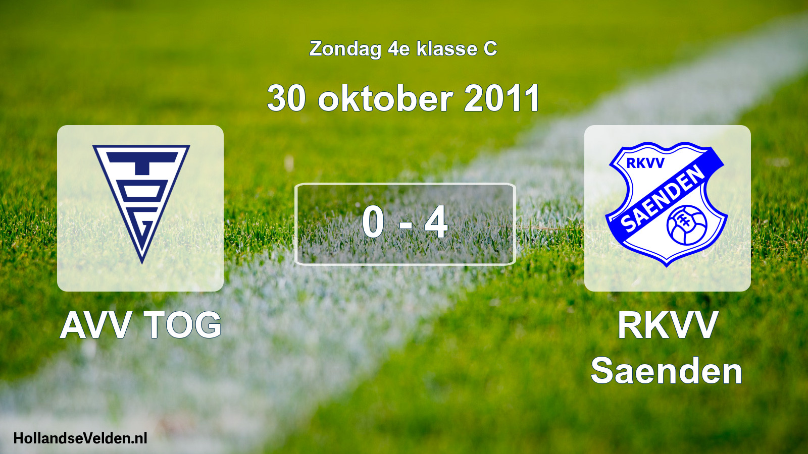 Total number of matches played: AVV TOG - RKVV Saenden 0 - 4 (30 October 2011)