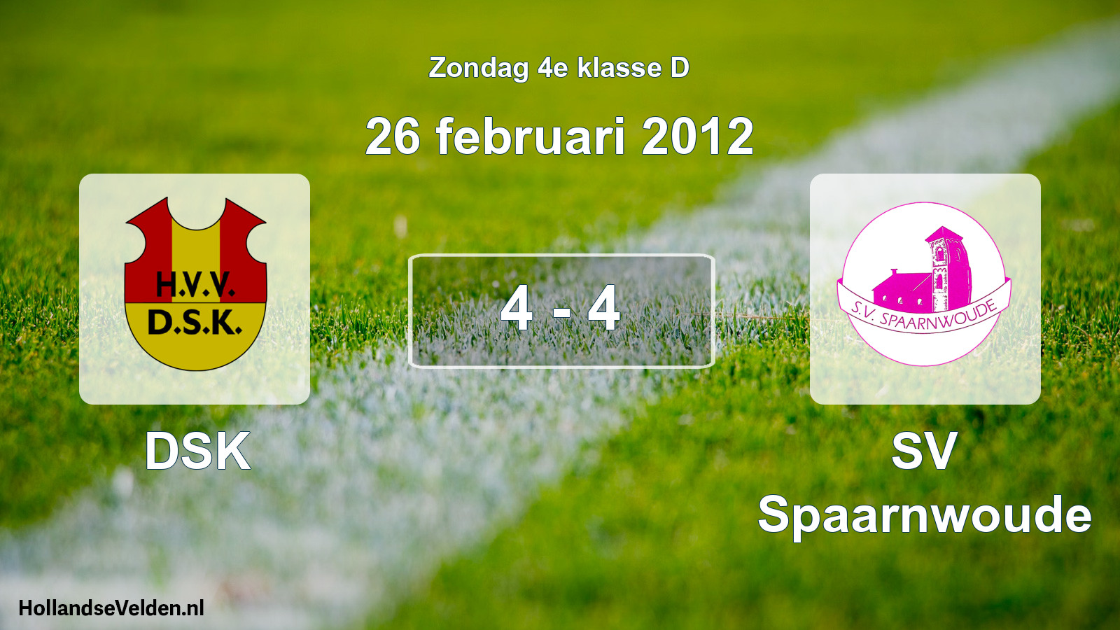 Total number of matches played: DSK - SV Spaarnwoude 4 - 4 (26 February 2012)