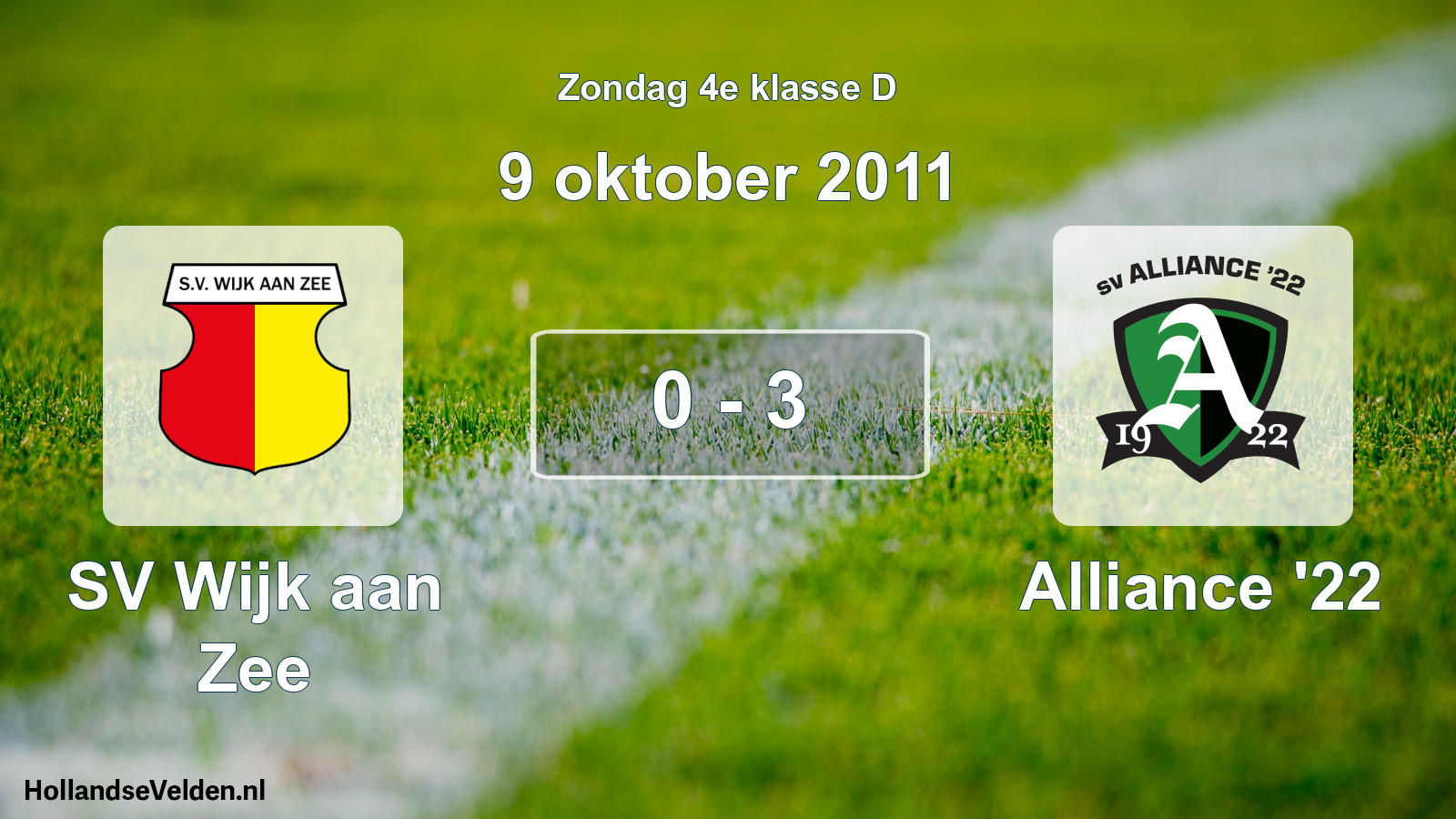 Total number of matches played: SV Wijk aan Zee - Alliance '22 0 - 3 (9 October 2011)