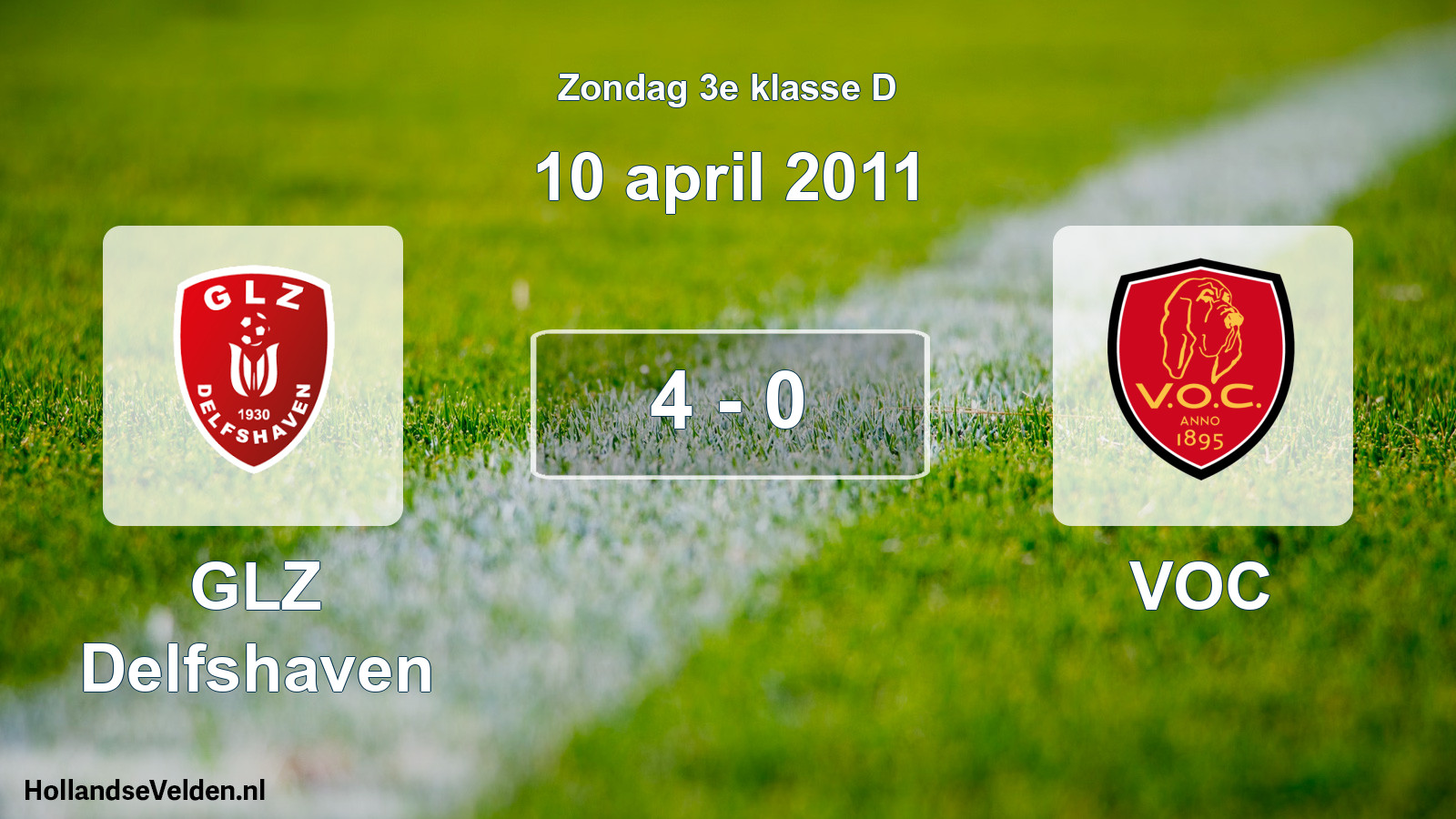 Total number of matches played: GLZ Delfshaven - VOC 4 - 0 (10 April 2011)