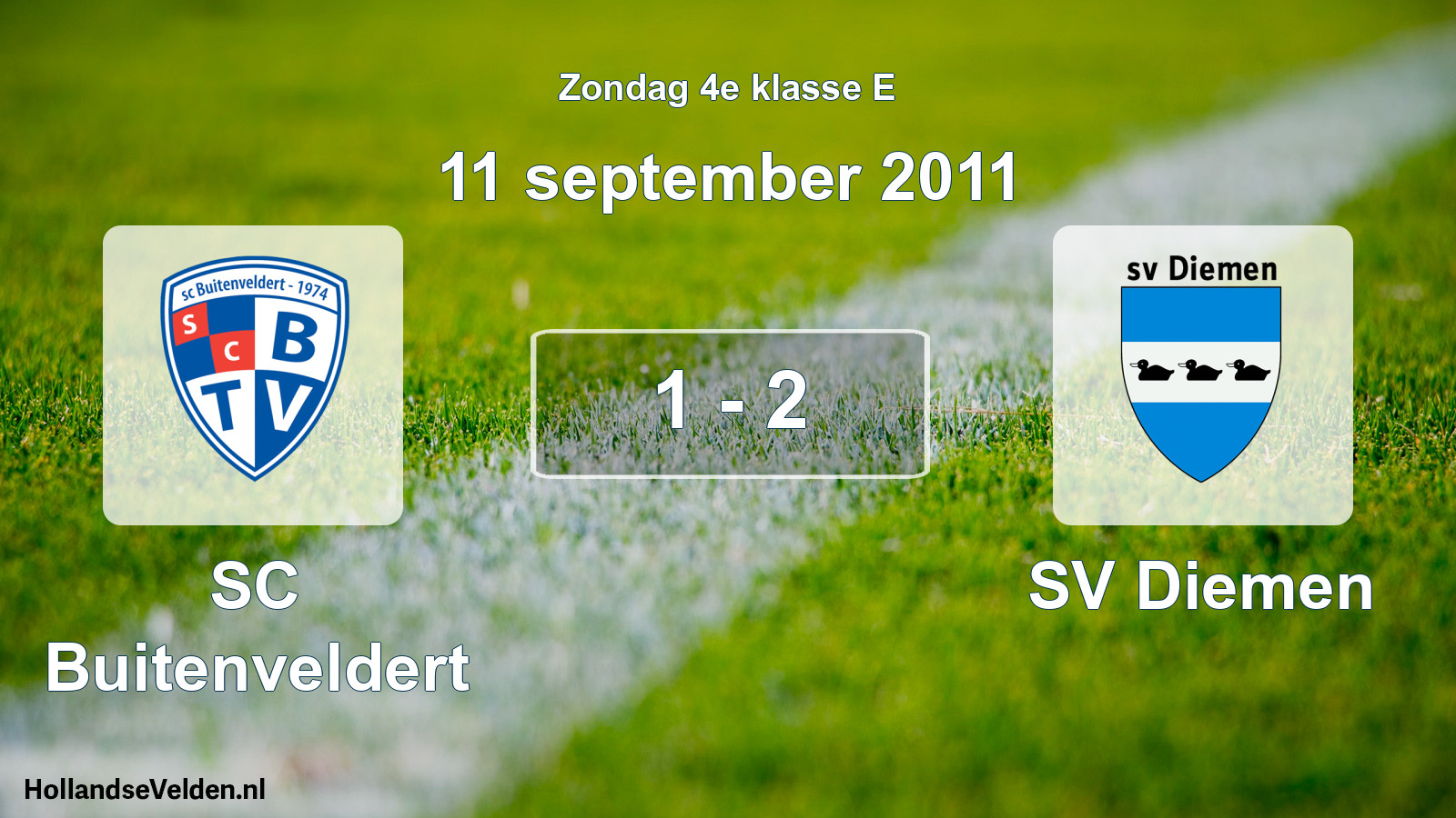 Total number of matches played: SC Buitenveldert - SV Diemen 1 - 2 (11 September 2011)