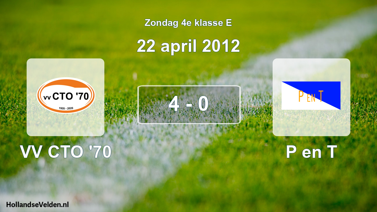 Total number of matches played: VV CTO '70 - P en T 4 - 0 (22 April 2012)