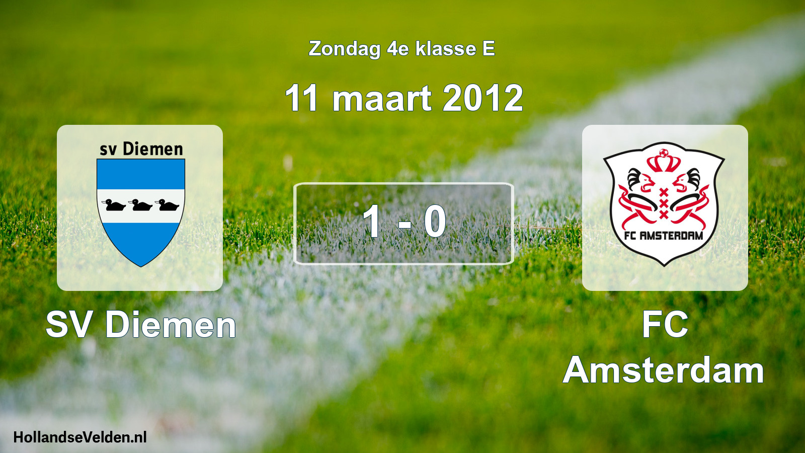 Total number of matches played: SV Diemen - FC Amsterdam 1 - 0 (11 March 2012)