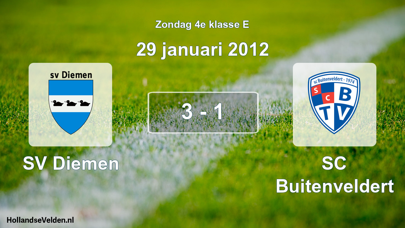 Total number of matches played: SV Diemen - SC Buitenveldert 3 - 1 (29 January 2012)