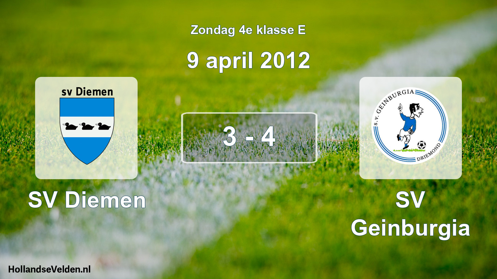 Total number of matches played: SV Diemen - SV Geinburgia 3 - 4 (9 April 2012)