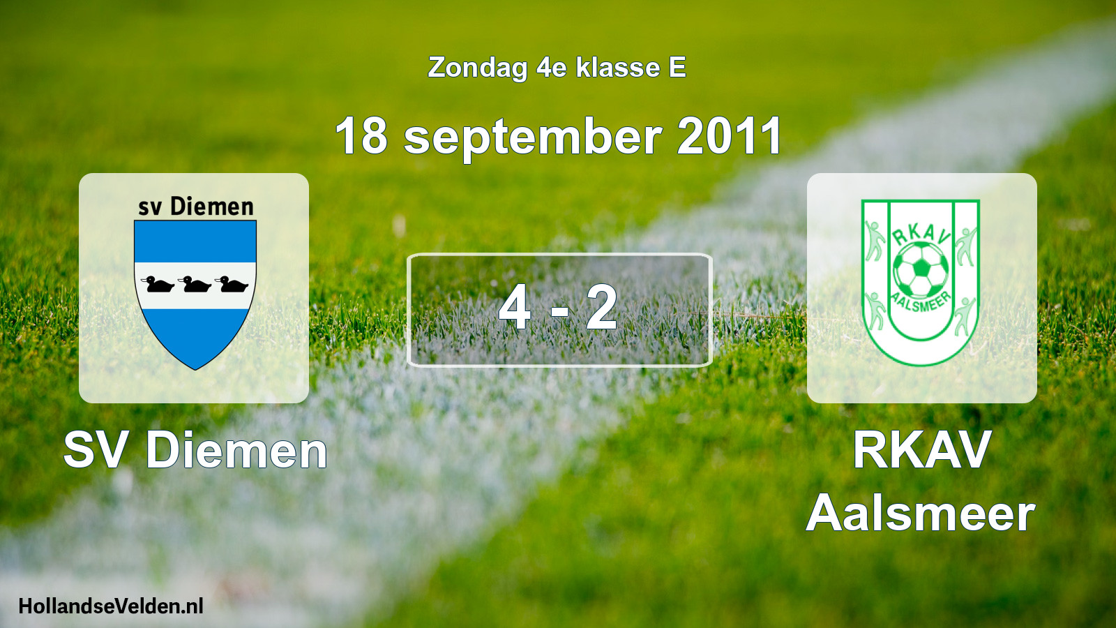 Total number of matches played: SV Diemen - RKAV Aalsmeer 4 - 2 (18 September 2011)