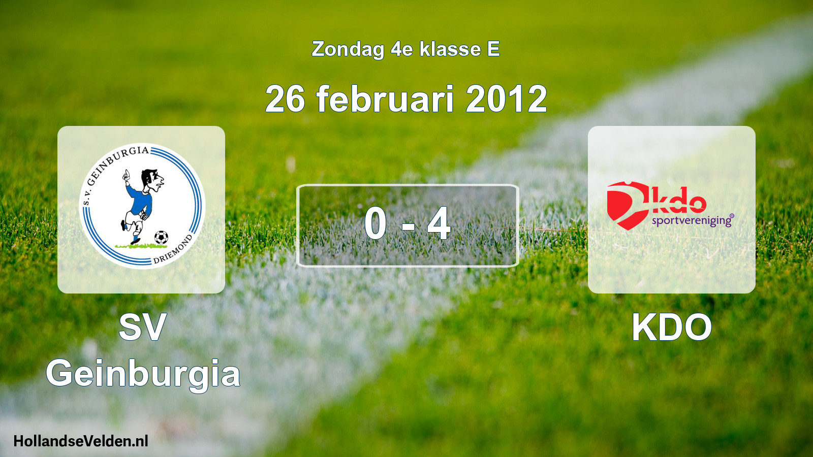 Total number of matches played: SV Geinburgia - KDO 0 - 4 (26 February 2012)