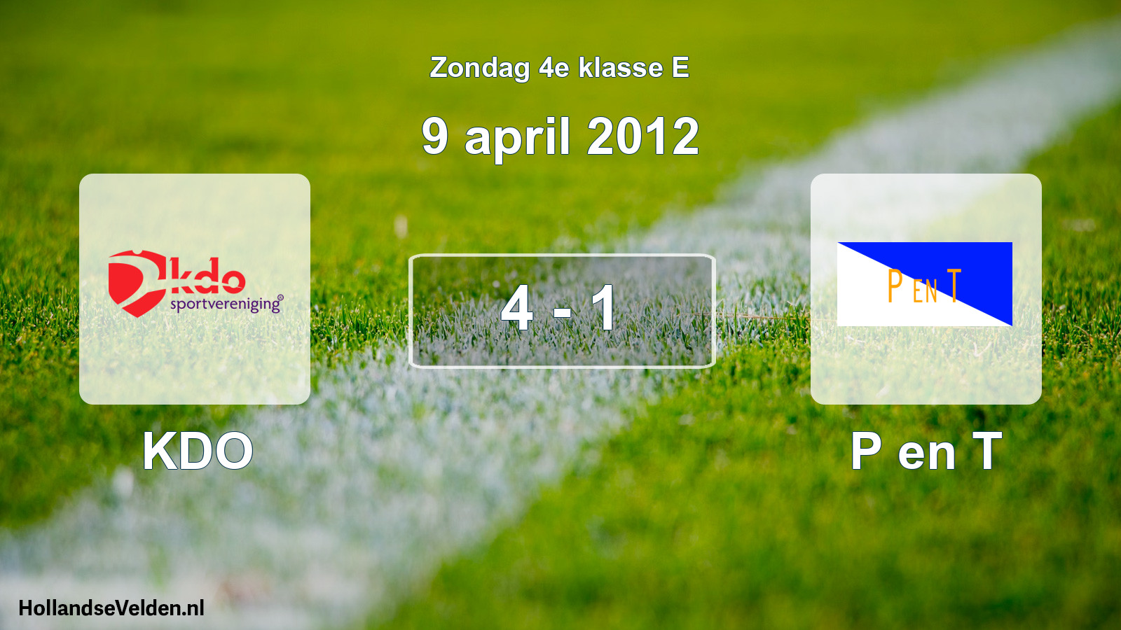 Total number of matches played: KDO - P en T 4 - 1 (9 April 2012)