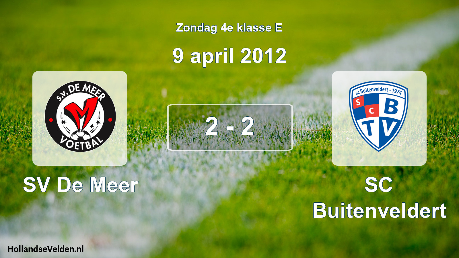 Total number of matches played: SV De Meer - SC Buitenveldert 2 - 2 (9 April 2012)