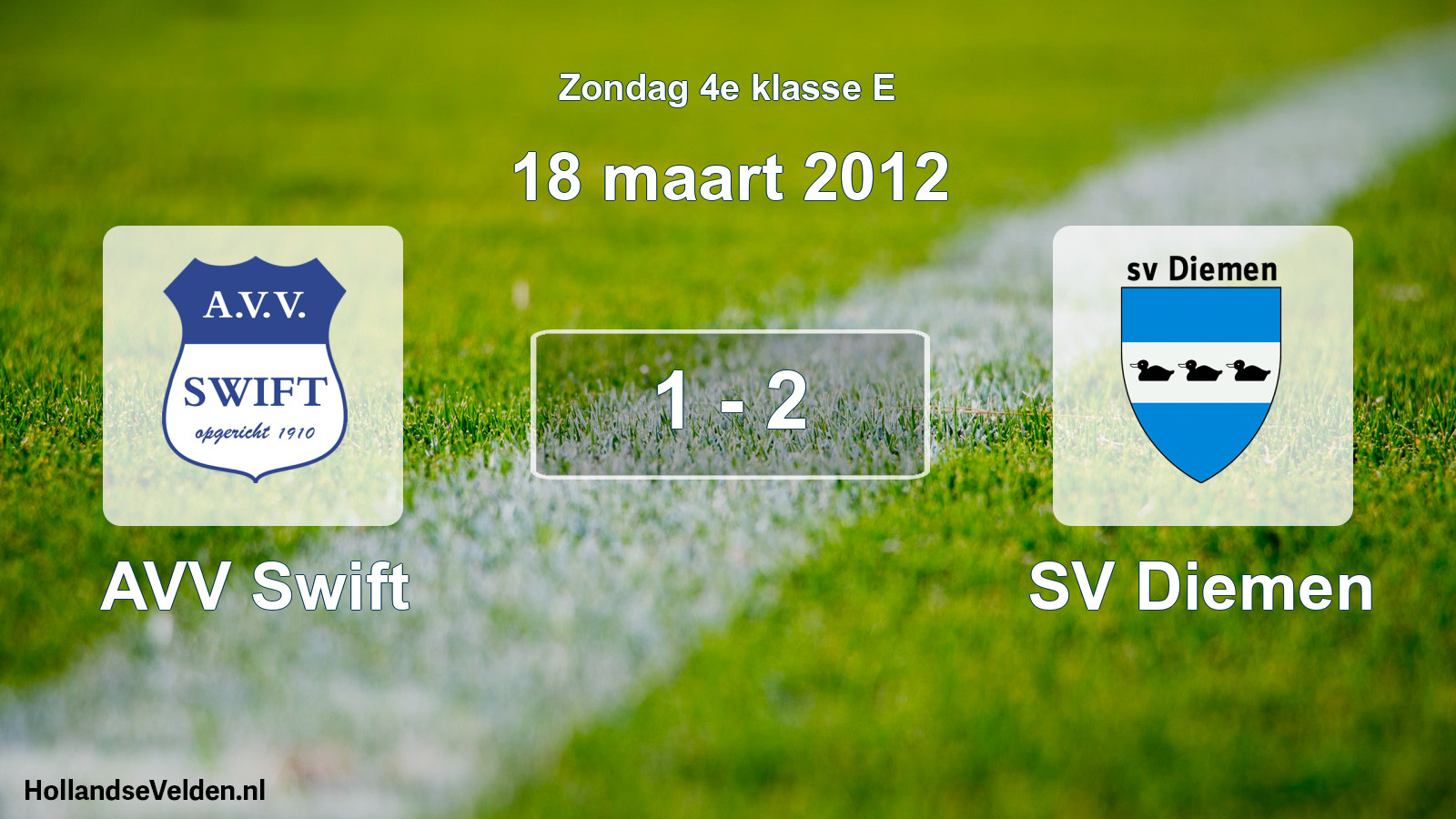 Total number of matches played: AVV Swift - SV Diemen 1 - 2 (18 March 2012)
