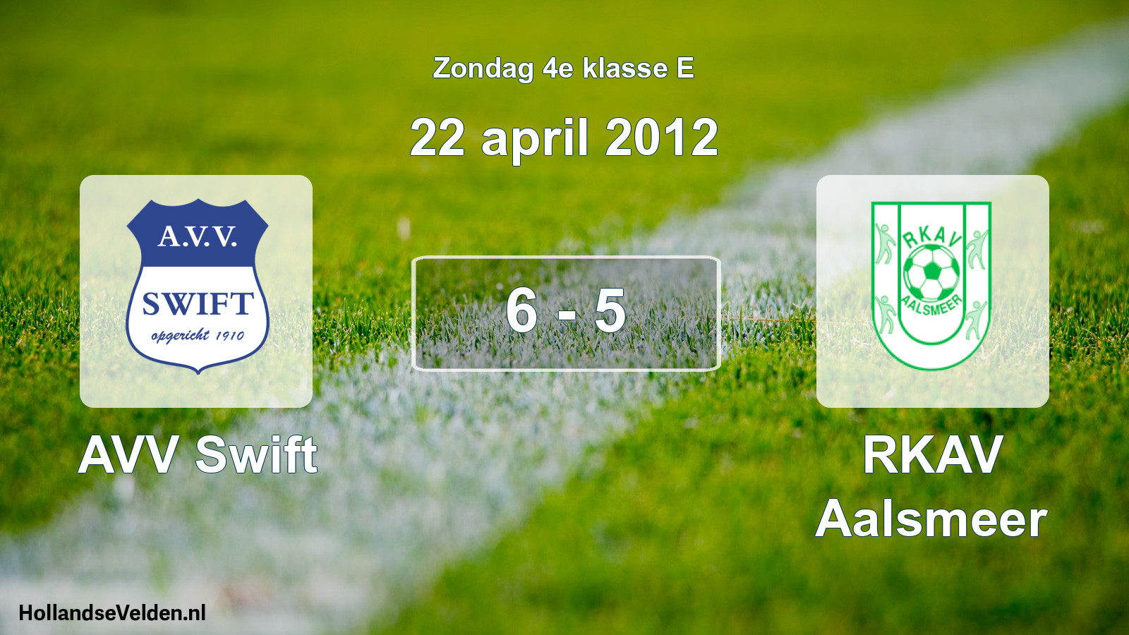 Total number of matches played: AVV Swift - RKAV Aalsmeer 6 - 5 (22 April 2012)