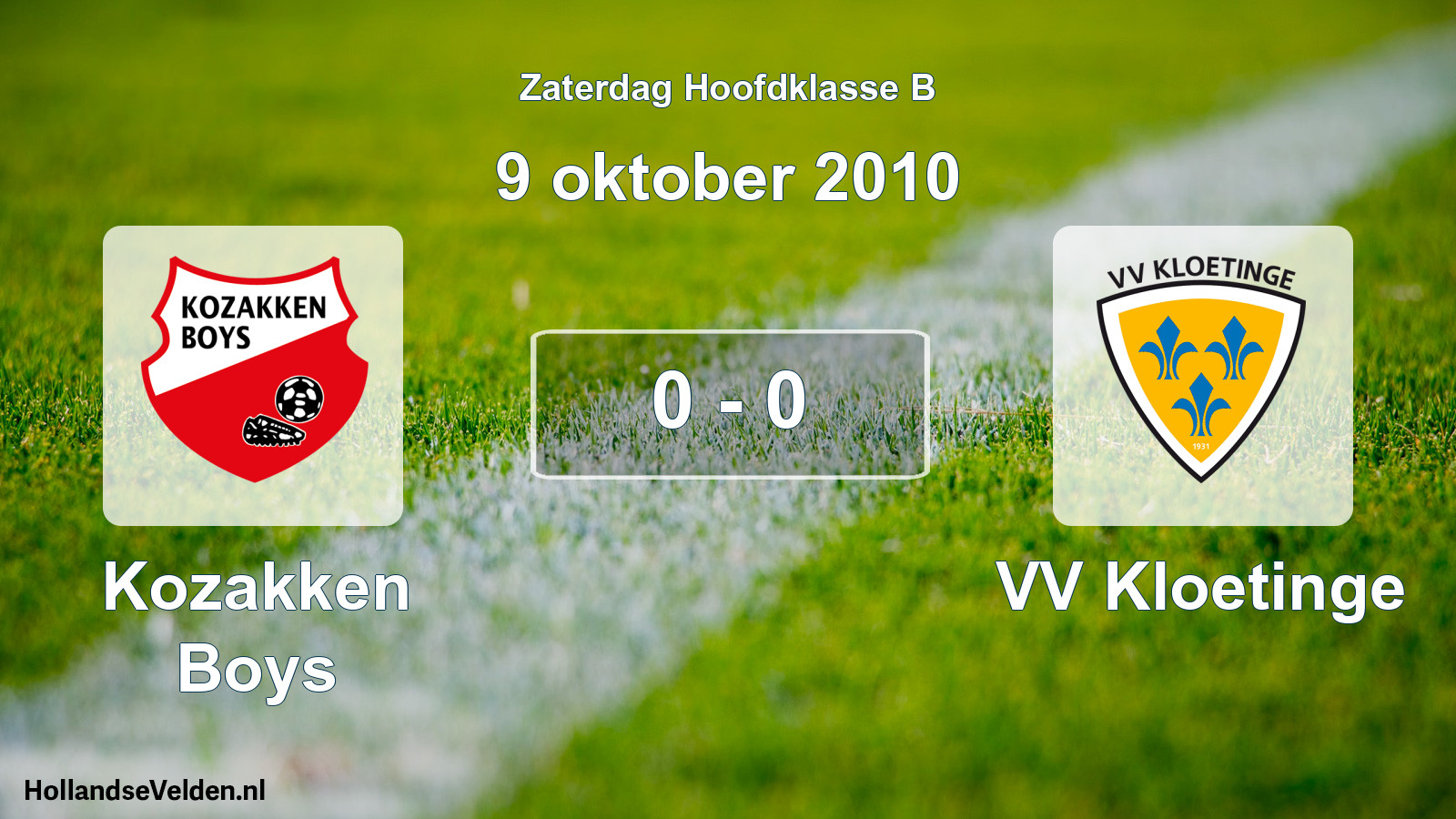 Total number of matches played: Kozakken Boys - VV Kloetinge 0 - 0 (9 October 2010)