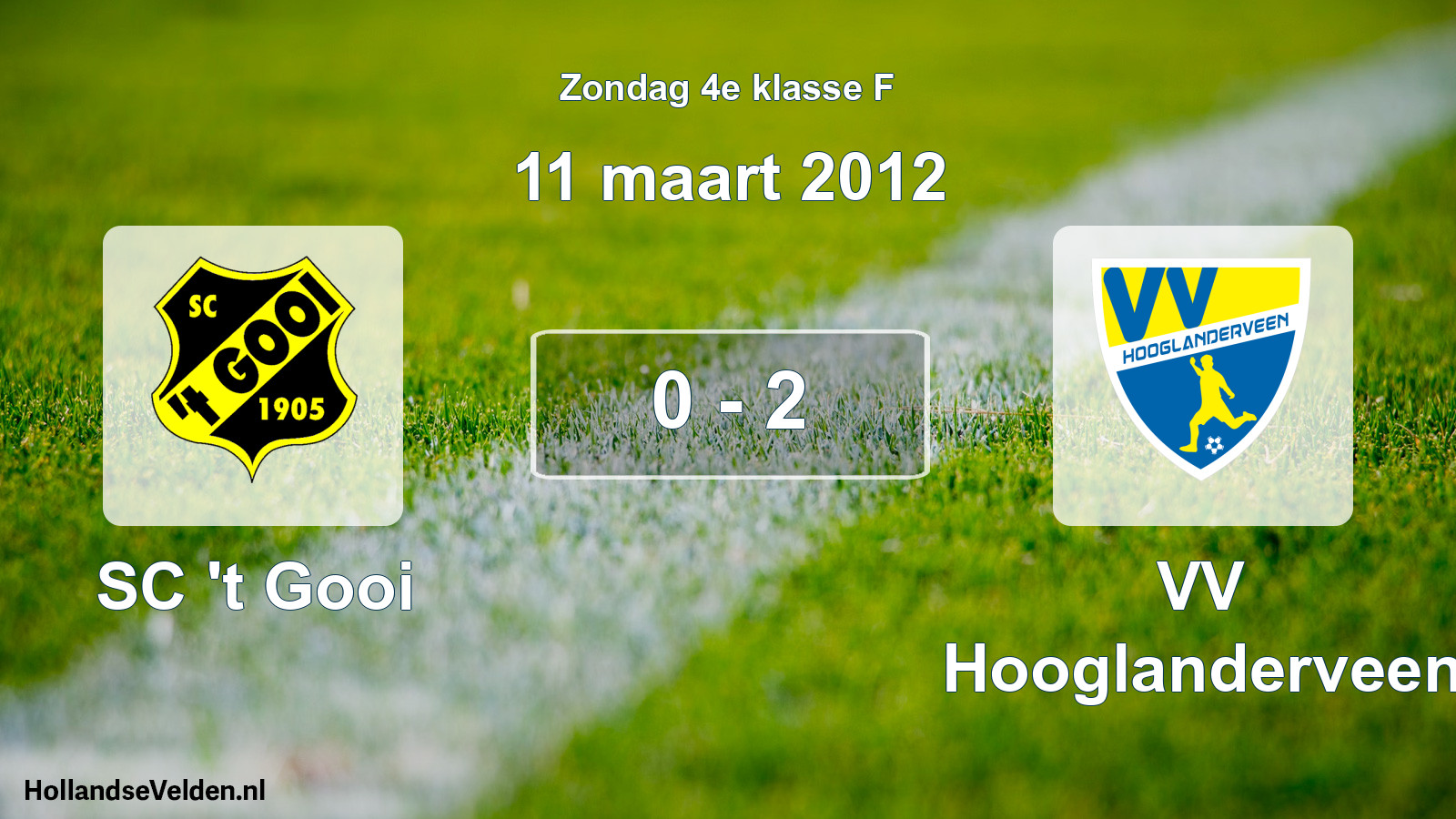 Total number of matches played: SC 't Gooi - VV Hooglanderveen 0 - 2 (11 March 2012)