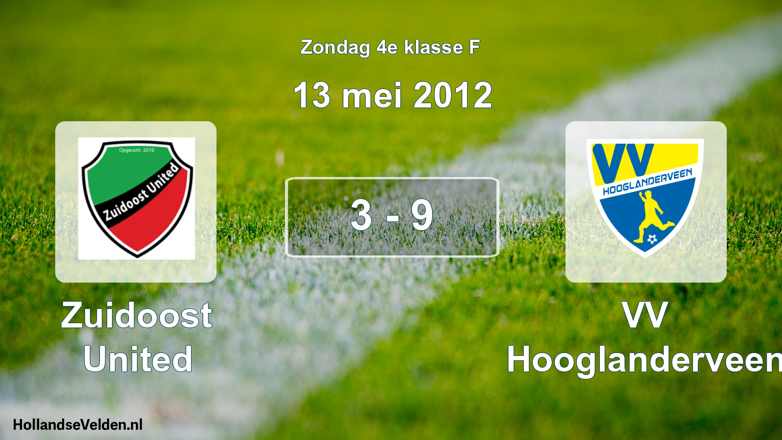 Total number of matches played: Zuidoost United - VV Hooglanderveen 3 - 9 (13 May 2012)