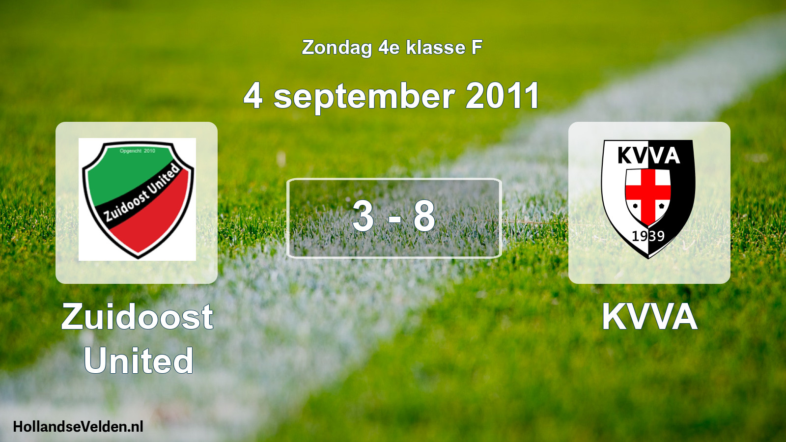 Total number of matches played: Zuidoost United - KVVA 3 - 8 (4 September 2011)