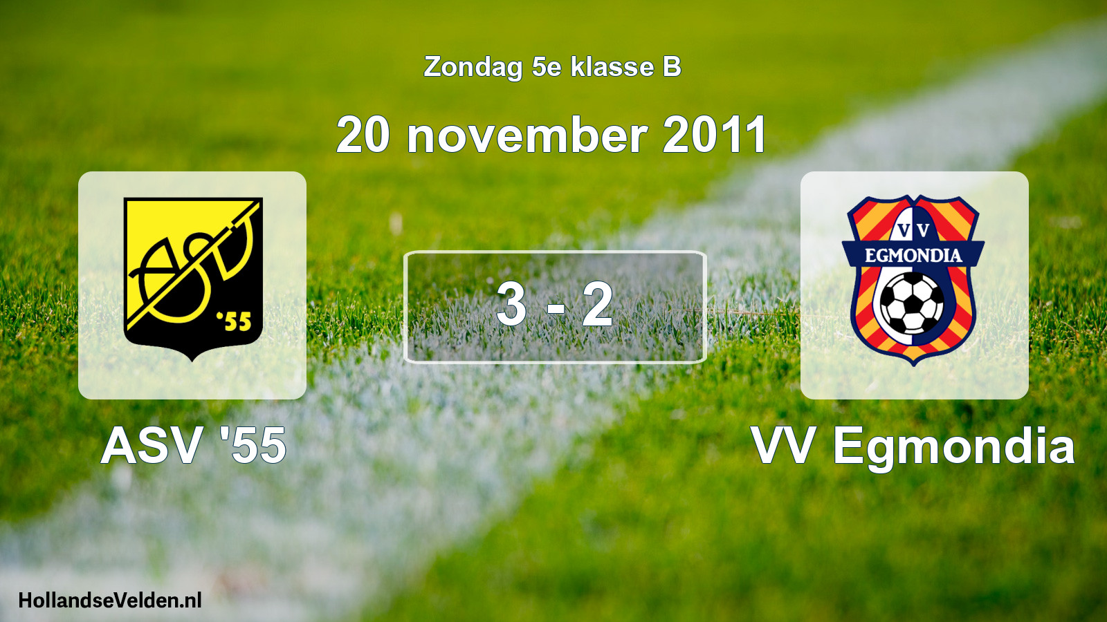 Total number of matches played: ASV '55 - VV Egmondia 3 - 2 (20 November 2011)