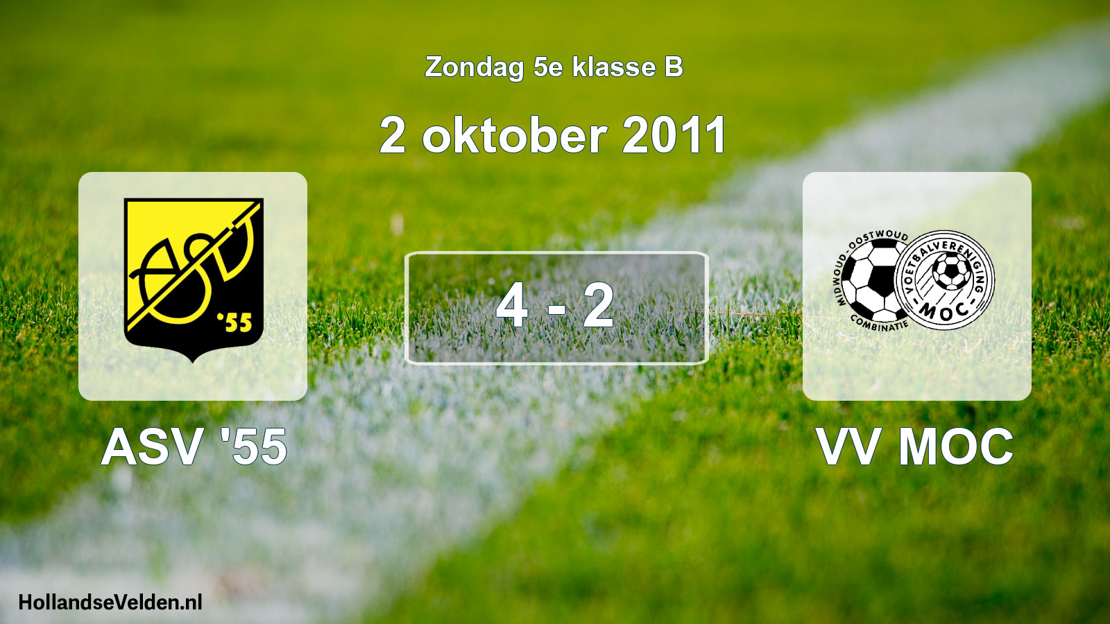 Total number of matches played: ASV '55 - VV MOC 4 - 2 (2 October 2011)