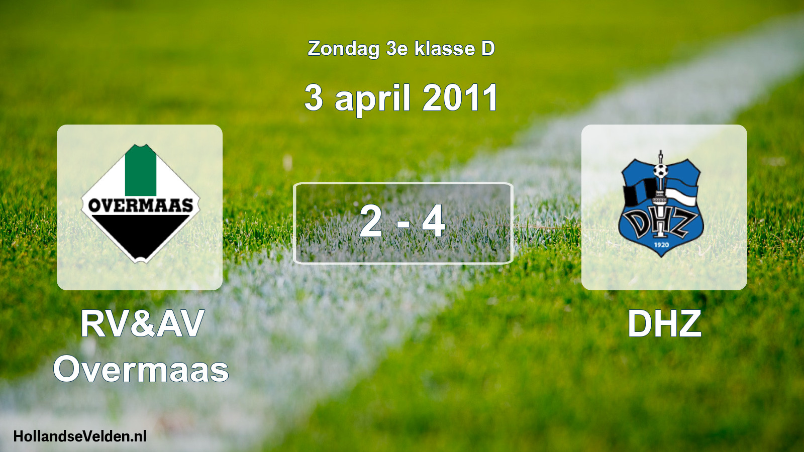 Total number of matches played: RV&AV Overmaas - DHZ 2 - 4 (3 April 2011)