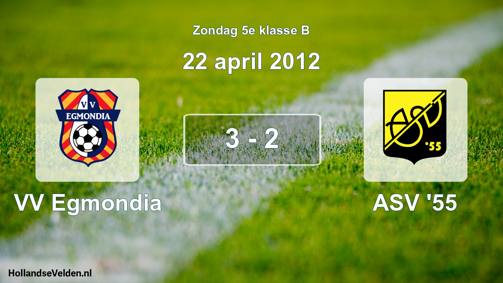 Total number of matches played: VV Egmondia - ASV '55 3 - 2 (22 April 2012)