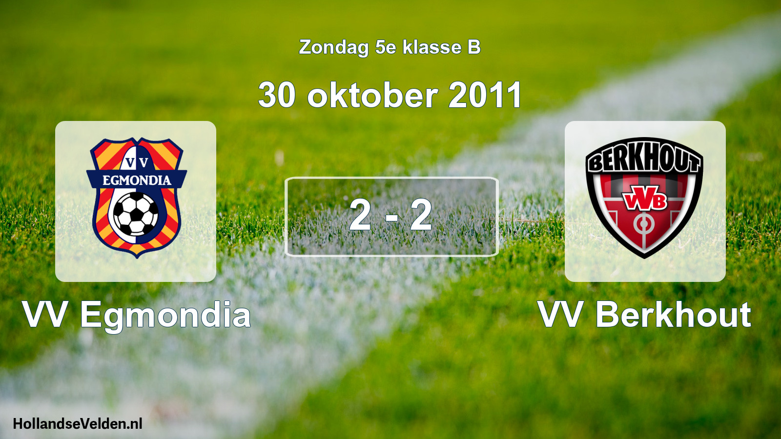 Total number of matches played: VV Egmondia - VV Berkhout 2 - 2 (30 October 2011)