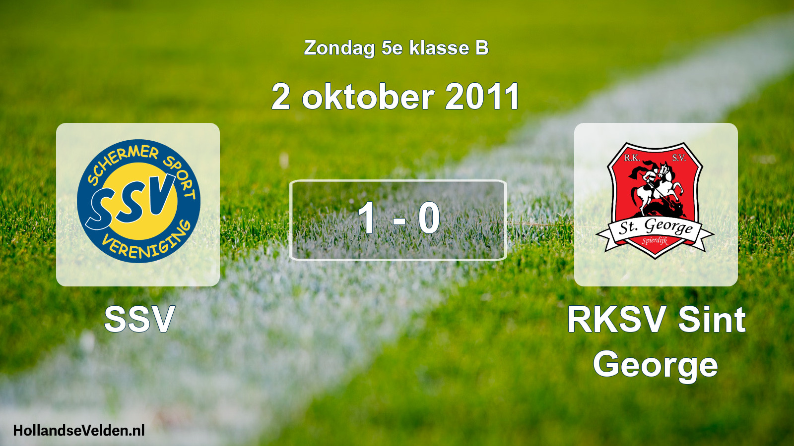 Total number of matches played: SSV - RKSV Sint George 1 - 0 (2 October 2011)