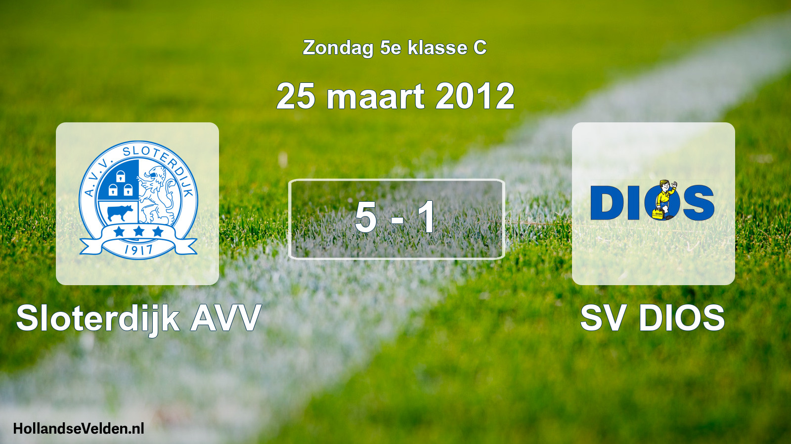 Total number of matches played: Sloterdijk AVV - SV DIOS 5 - 1 (25 March 2012)