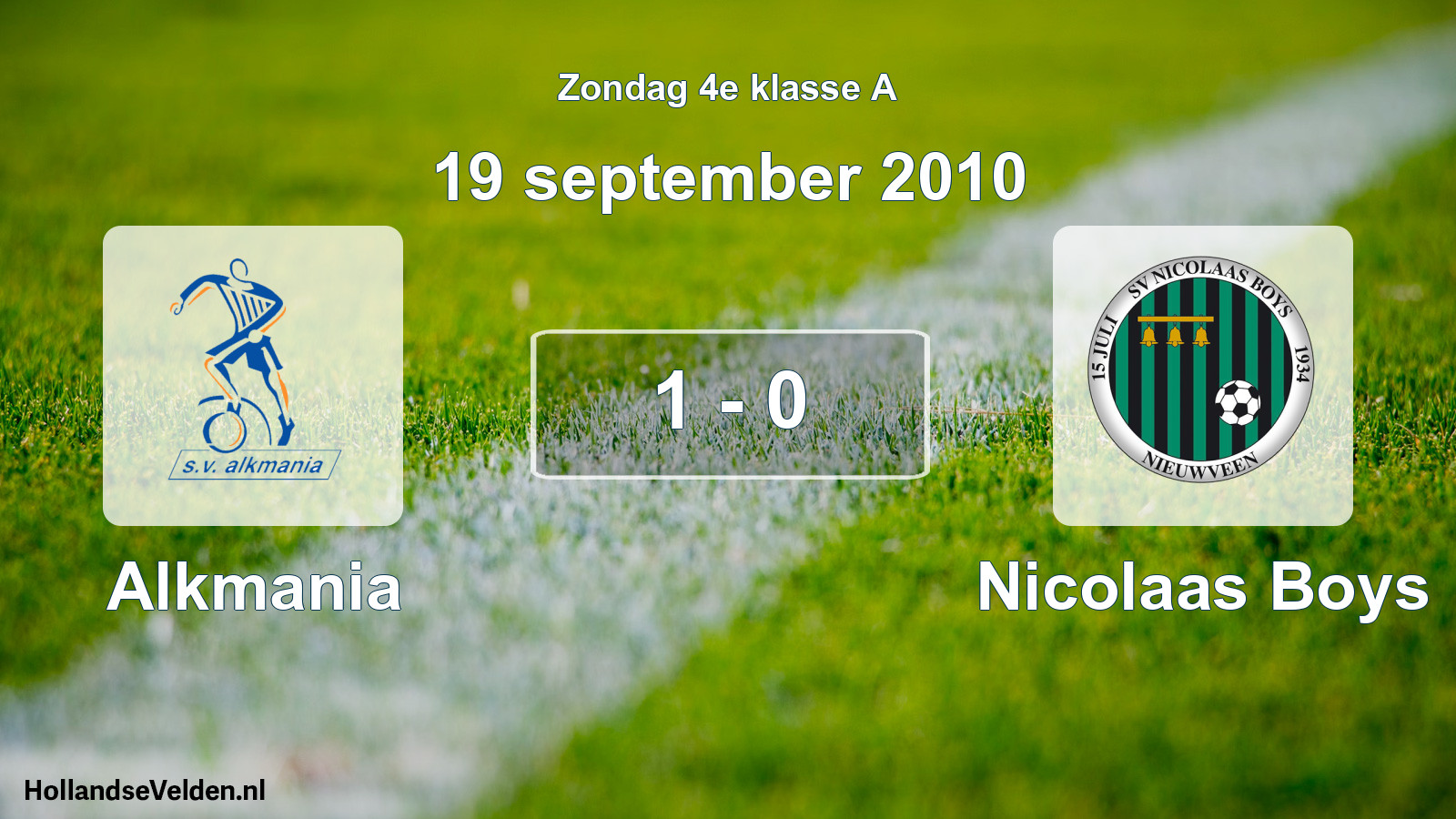 Total number of matches played: Alkmania - Nicolaas Boys 1 - 0 (19 September 2010)