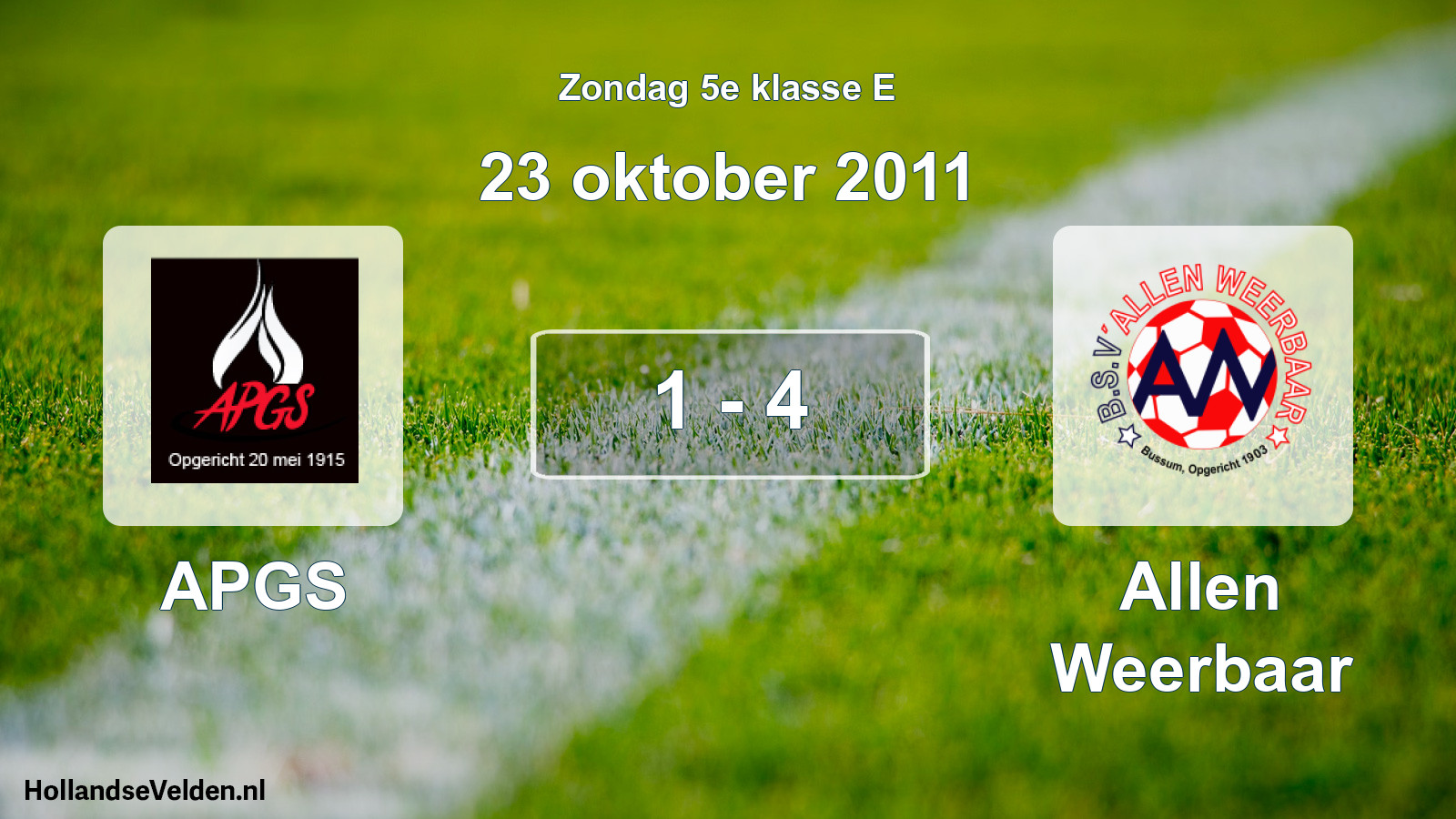 Total number of matches played: APGS - Allen Weerbaar 1 - 4 (23 October 2011)