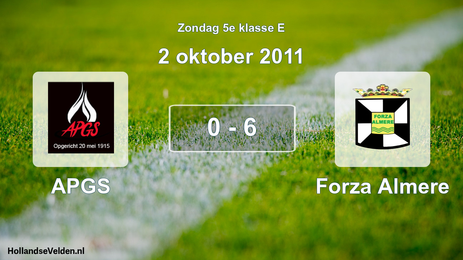 Total number of matches played: APGS - Forza Almere 0 - 6 (2 October 2011)