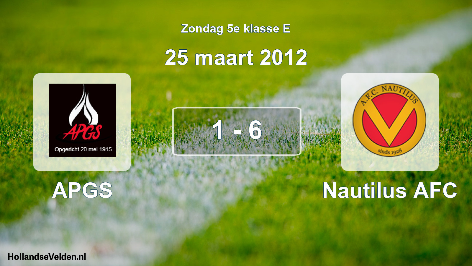 Total number of matches played: APGS - Nautilus AFC 1 - 6 (25 March 2012)