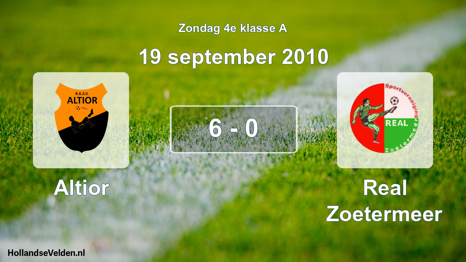 Gespeelde wedstrijd: Altior - Real Zoetermeer 6 - 0 (19 september 2010)