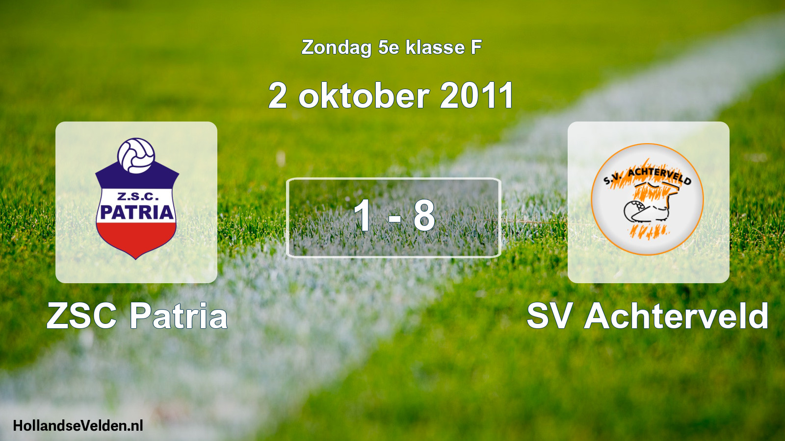 Total number of matches played: ZSC Patria - SV Achterveld 1 - 8 (2 October 2011)
