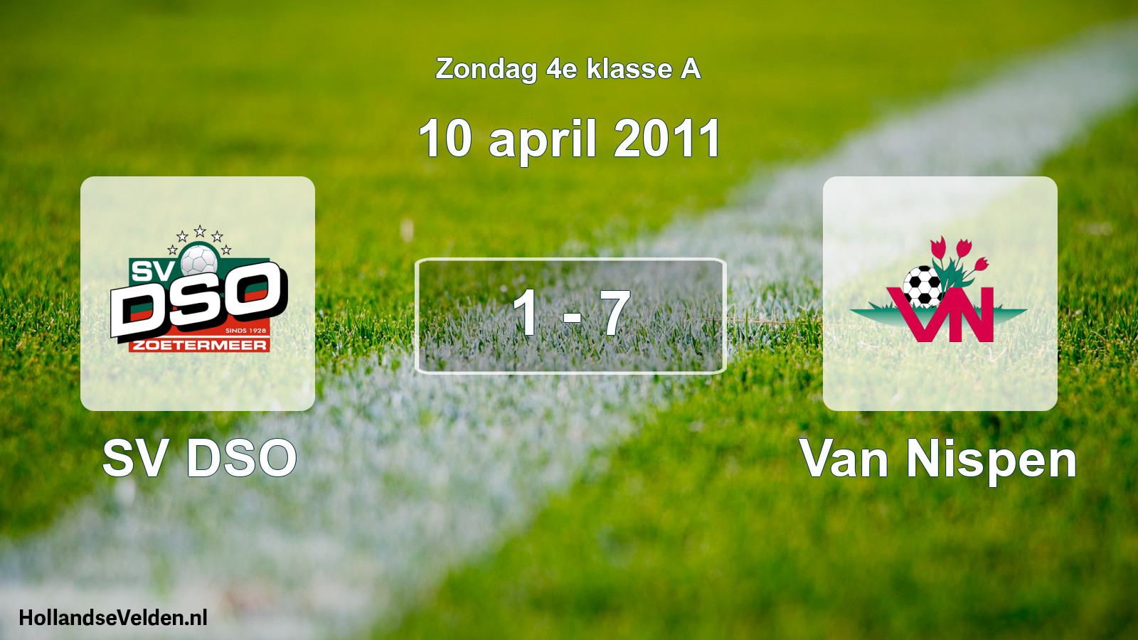 Total number of matches played: SV DSO - Van Nispen 1 - 7 (10 April 2011)