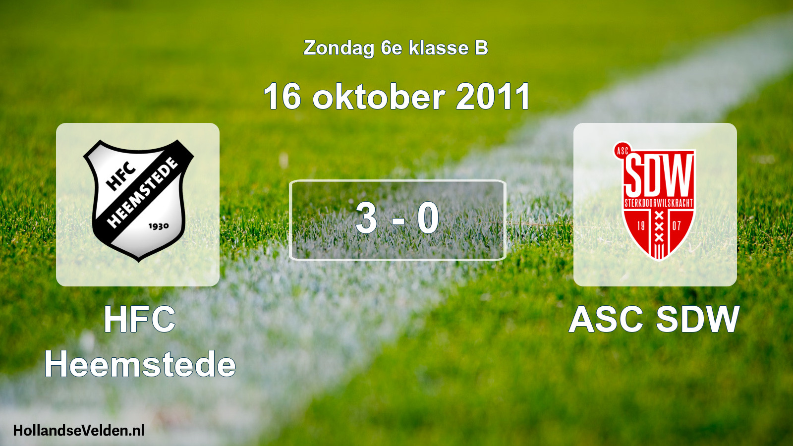 Total number of matches played: HFC Heemstede - ASC SDW 3 - 0 (16 October 2011)