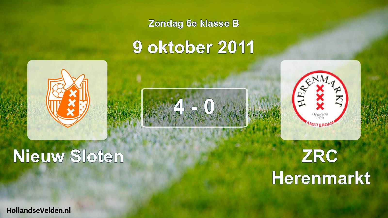 Total number of matches played: Nieuw Sloten - ZRC Herenmarkt 4 - 0 (9 October 2011)