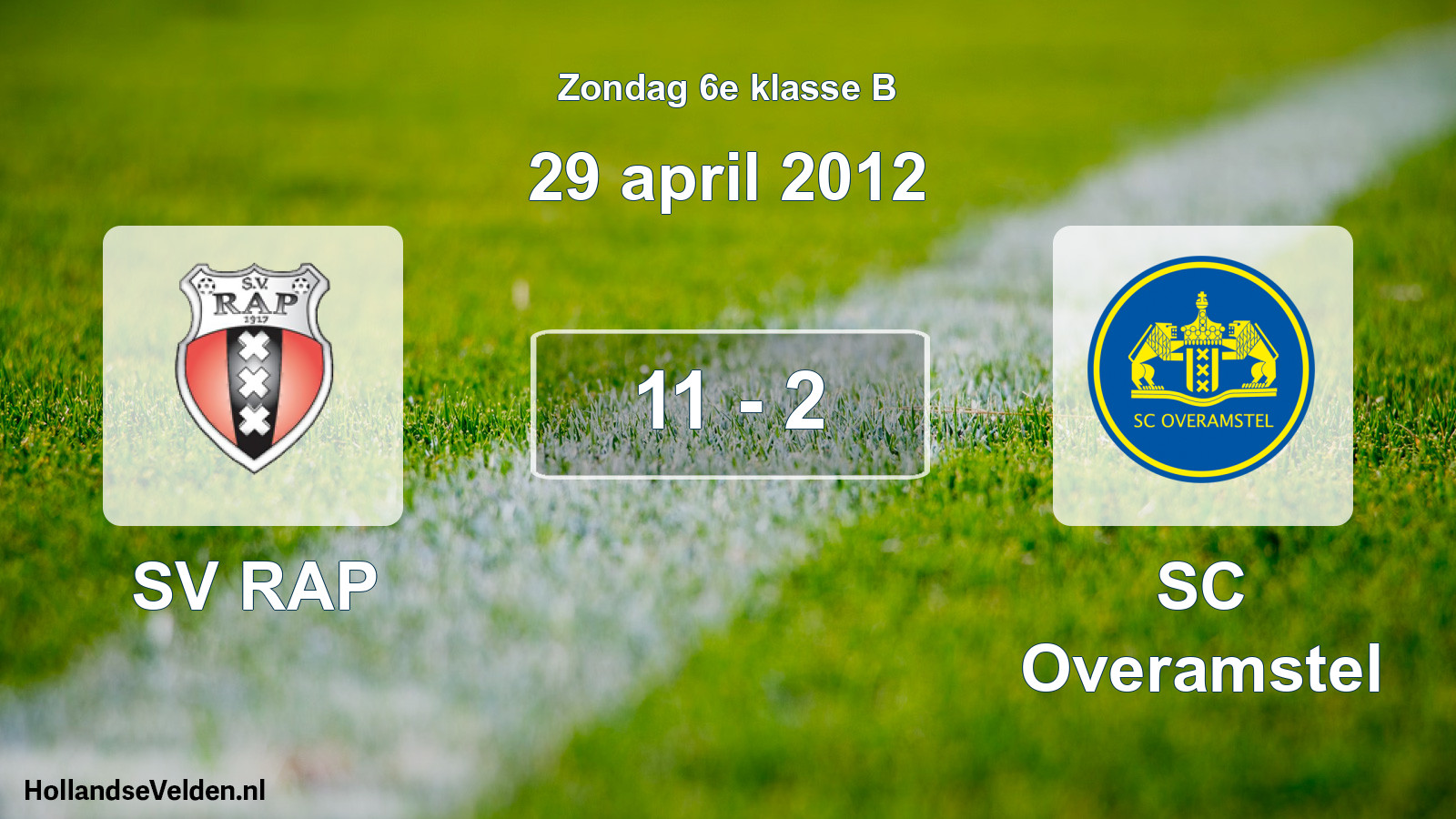 Total number of matches played: SV RAP - SC Overamstel 11 - 2 (29 April 2012)