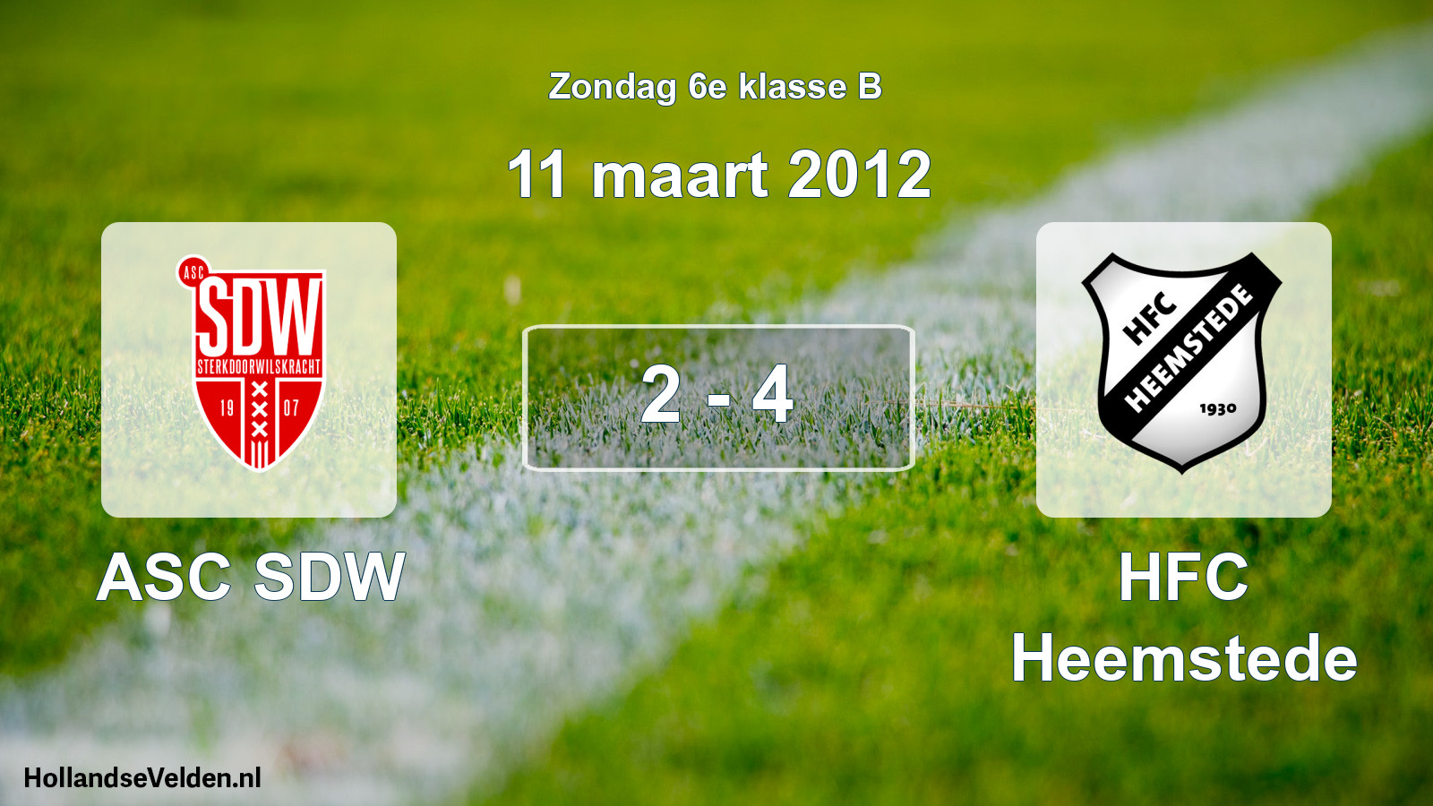 Total number of matches played: ASC SDW - HFC Heemstede 2 - 4 (11 March 2012)