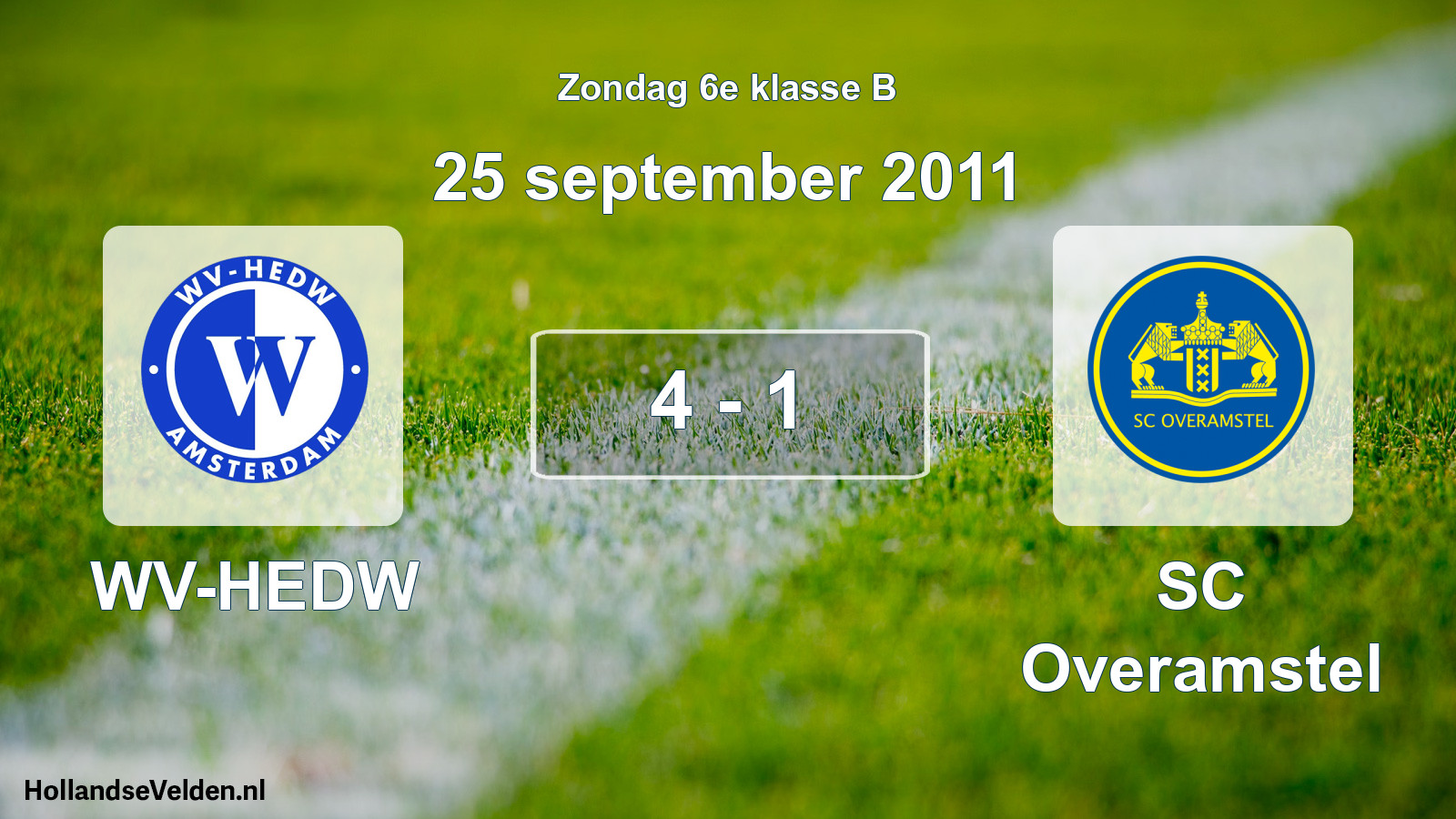 Total number of matches played: WV-HEDW - SC Overamstel 4 - 1 (25 September 2011)