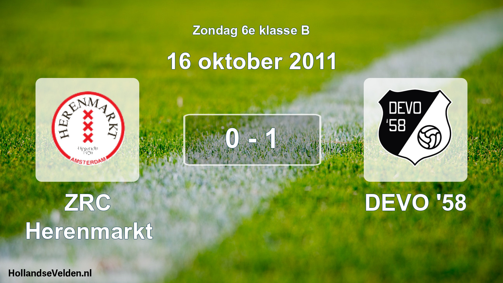 Total number of matches played: ZRC Herenmarkt - DEVO '58 0 - 1 (16 October 2011)