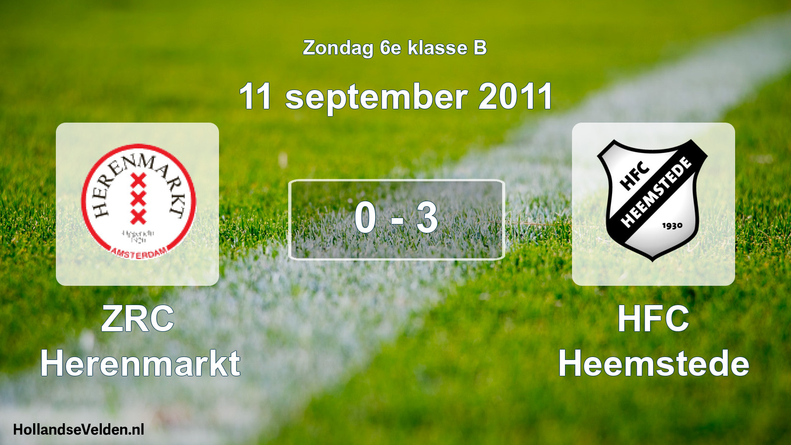 Total number of matches played: ZRC Herenmarkt - HFC Heemstede 0 - 3 (11 September 2011)