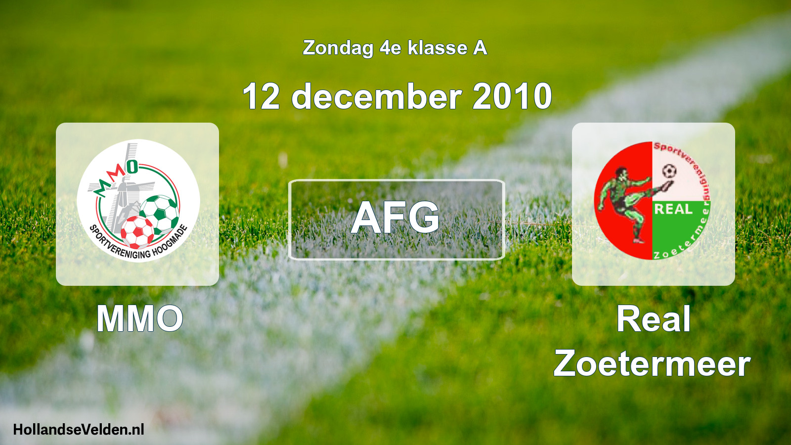 Geplande wedstrijd: MMO - Real Zoetermeer (12 december 2010)