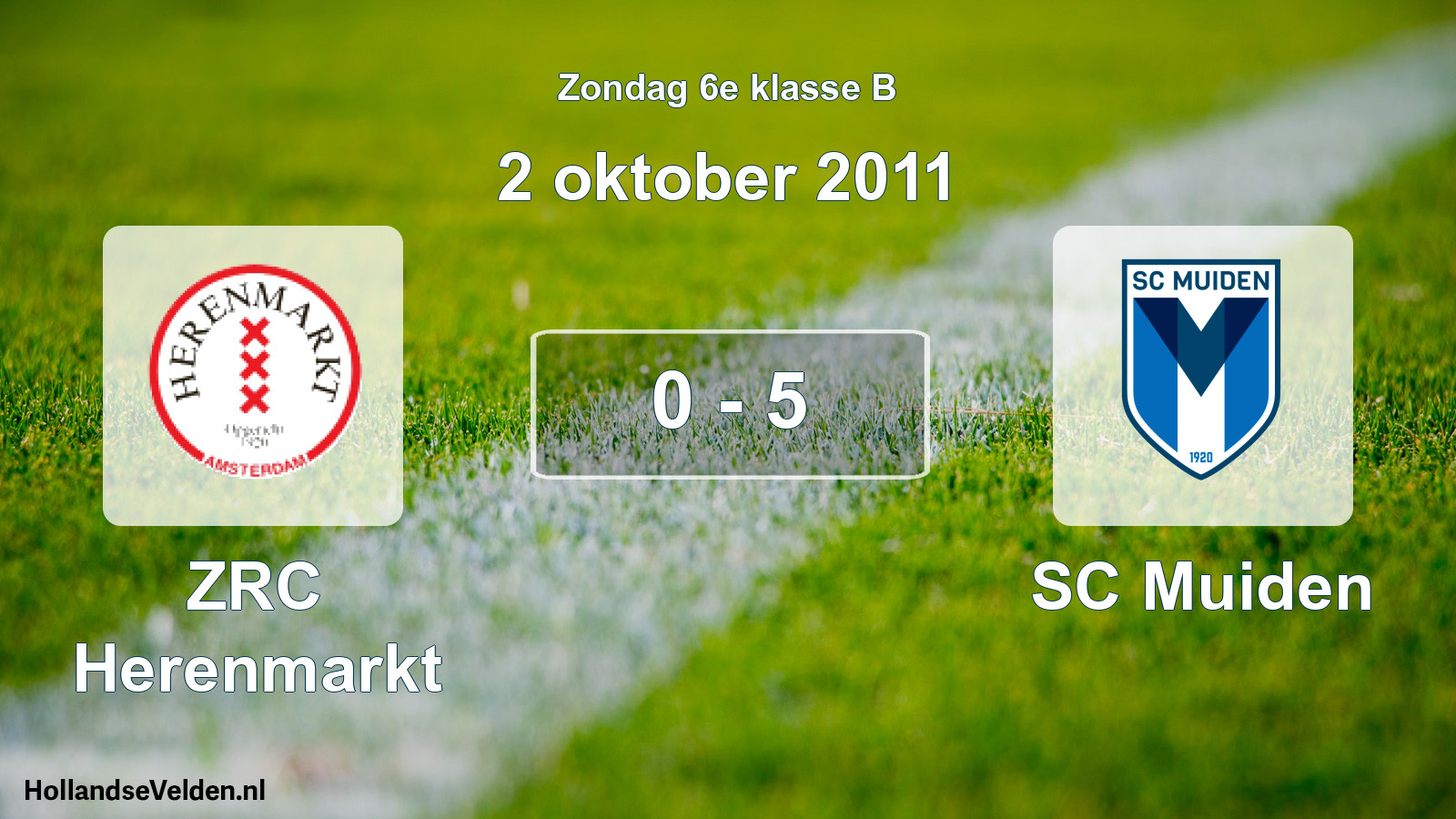 Total number of matches played: ZRC Herenmarkt - SC Muiden 0 - 5 (2 October 2011)