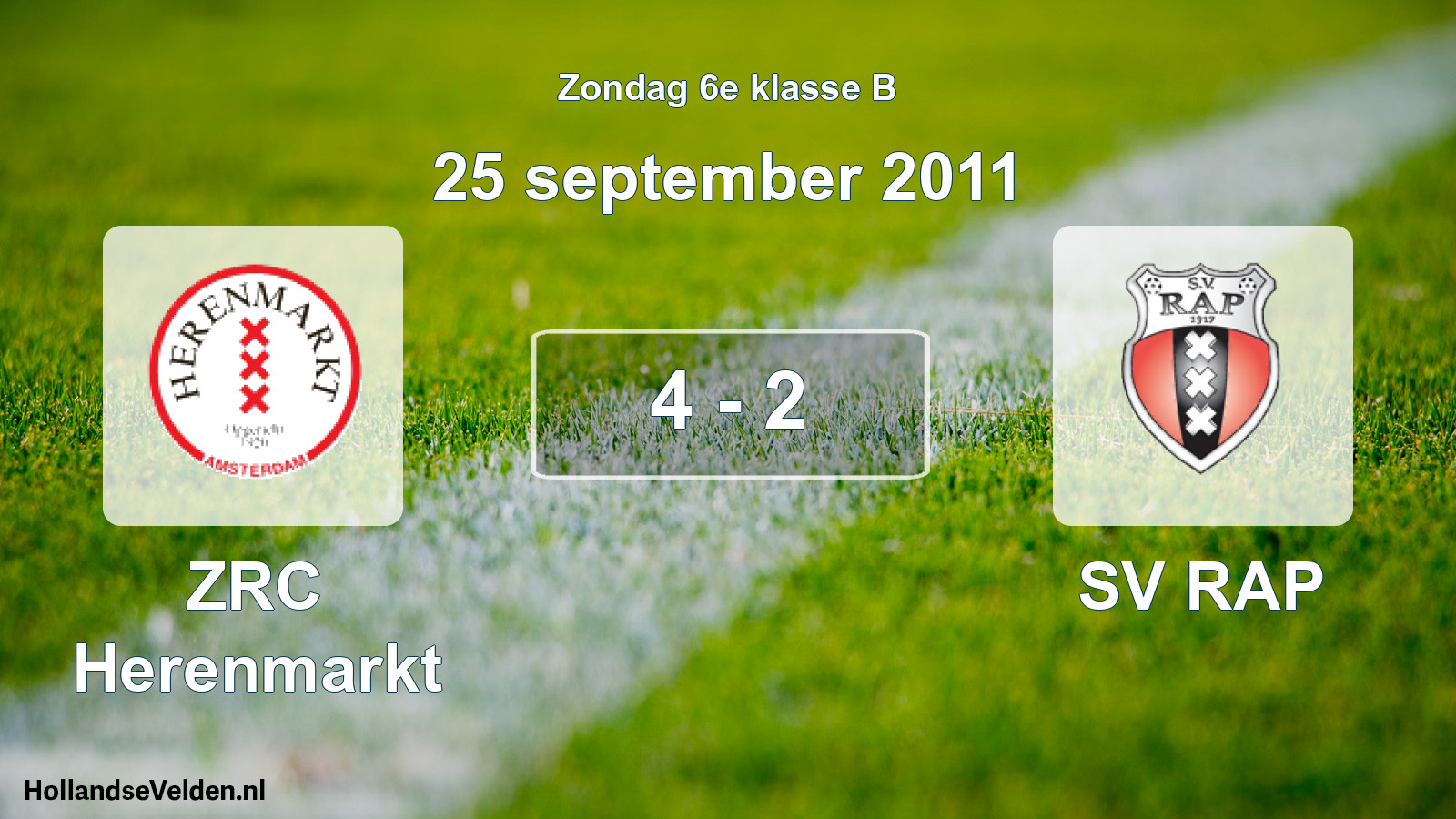Total number of matches played: ZRC Herenmarkt - SV RAP 4 - 2 (25 September 2011)