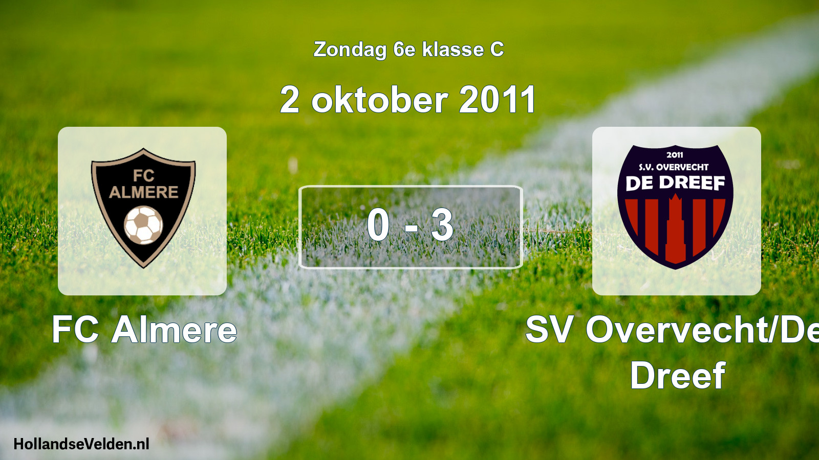 Total number of matches played: FC Almere - SV Overvecht/De Dreef 0 - 3 (2 October 2011)