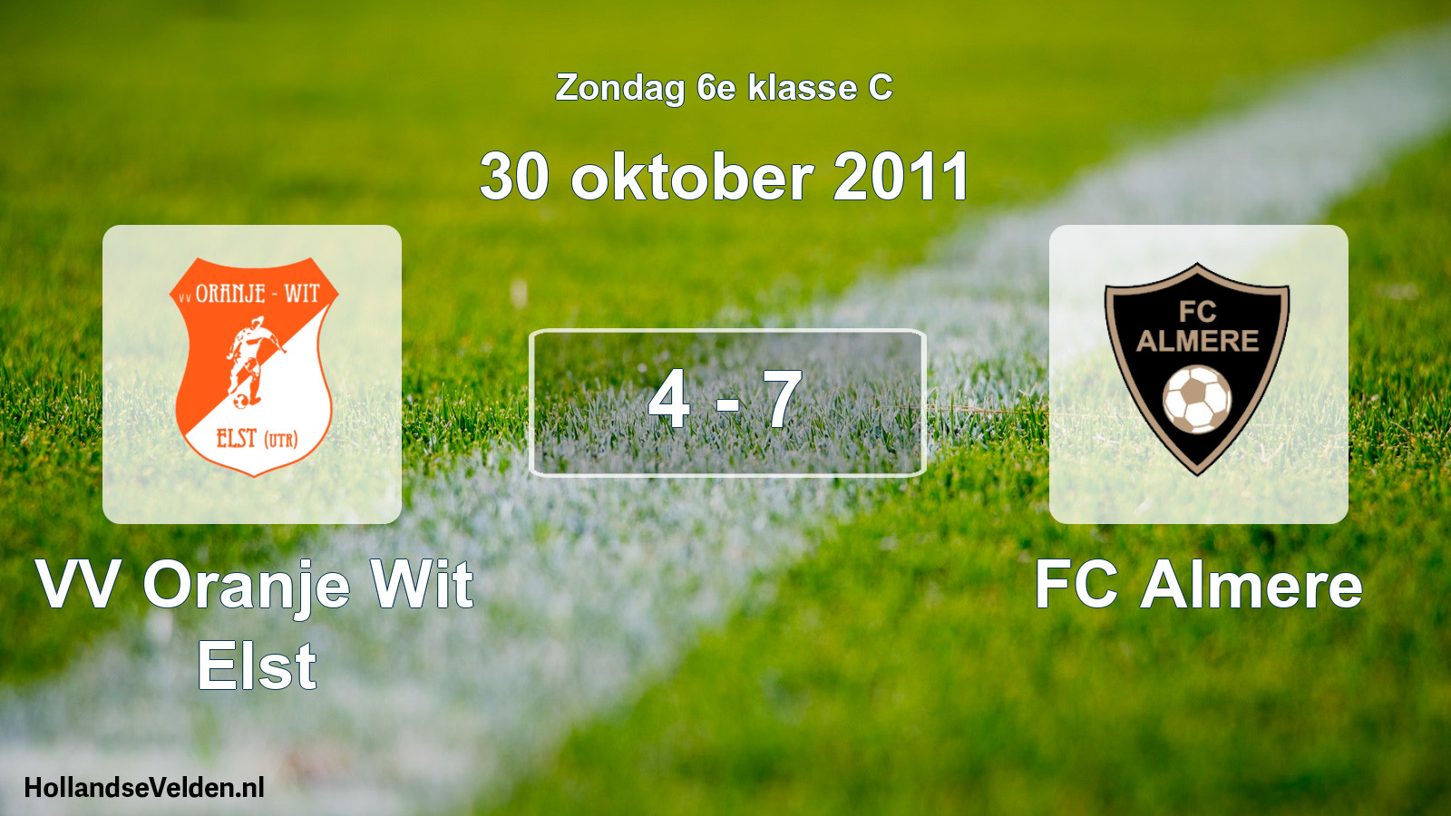Total number of matches played: VV Oranje Wit Elst - FC Almere 4 - 7 (30 October 2011)