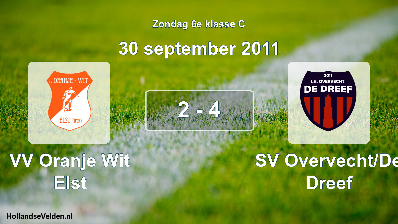 Total number of matches played: VV Oranje Wit Elst - SV Overvecht/De Dreef 2 - 4 (30 September 2011)