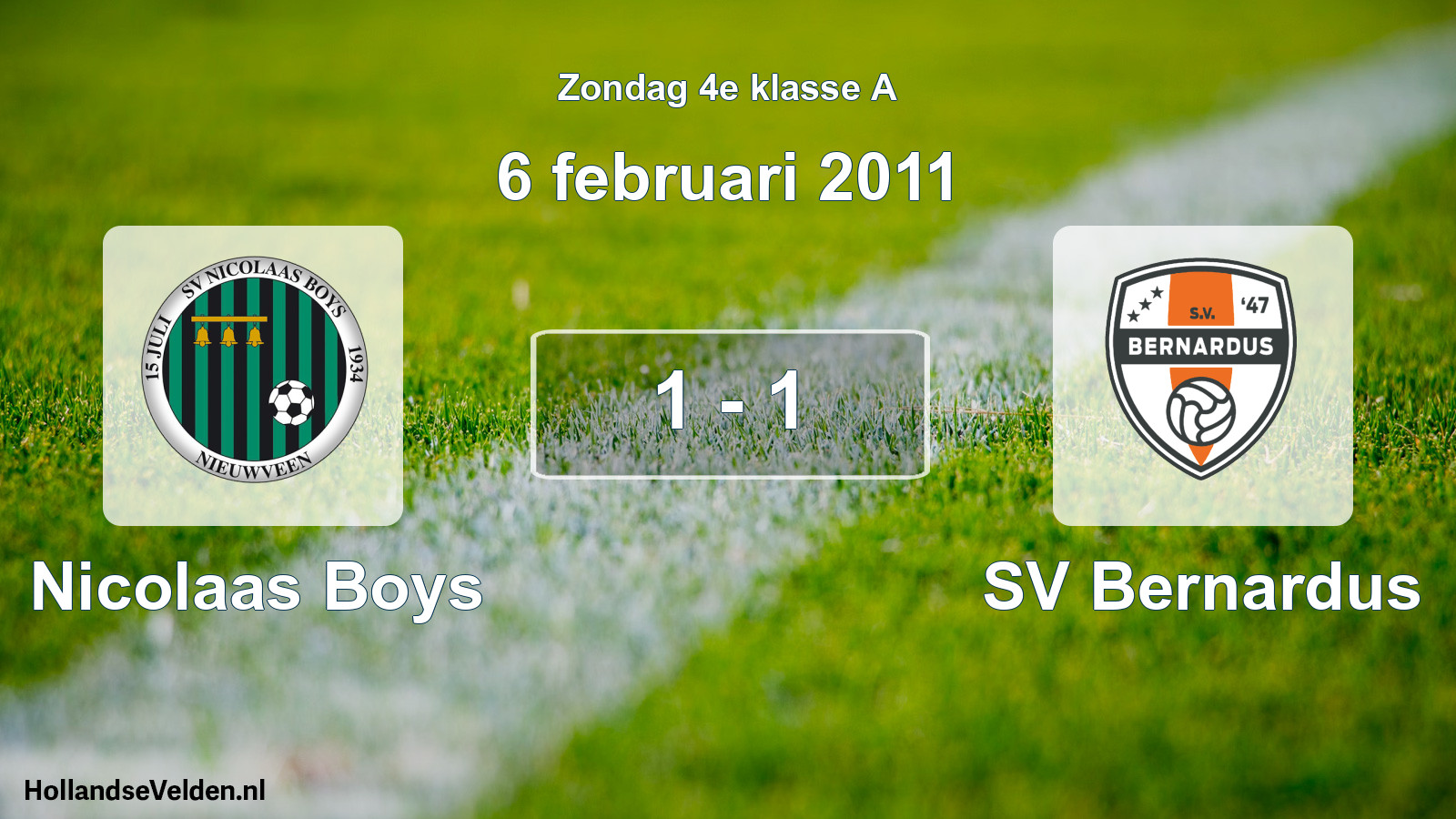 Total number of matches played: Nicolaas Boys - SV Bernardus 1 - 1 (6 February 2011)